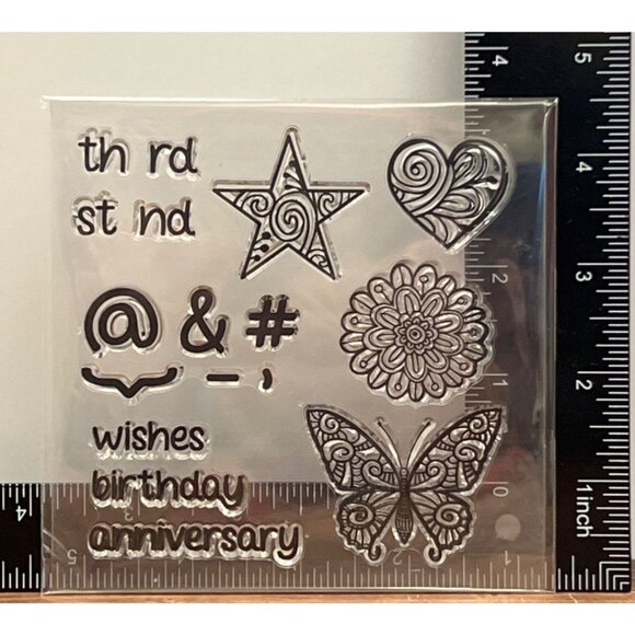 Alphabet Die, EMBOSSING FOLDER, & Stamp Set INVITATION STAR HEART BUTTERFLY - Picture 3 of 5